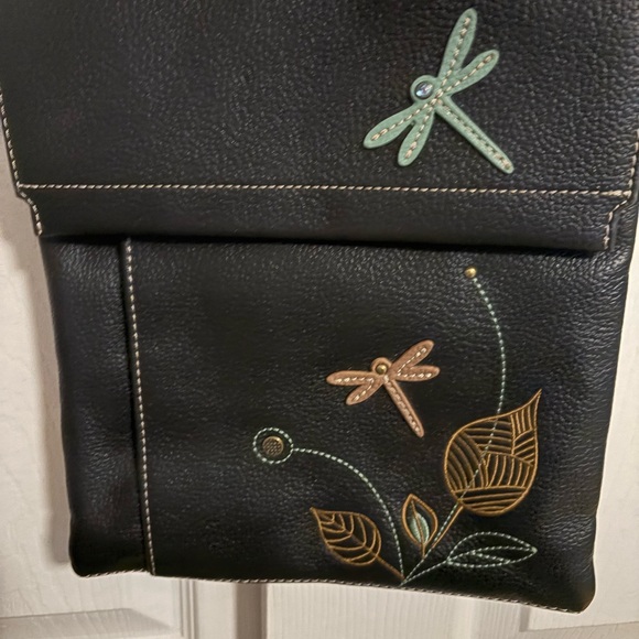 Chala Handbags - Chala Black Crossbody Bag with Dragonfly Design